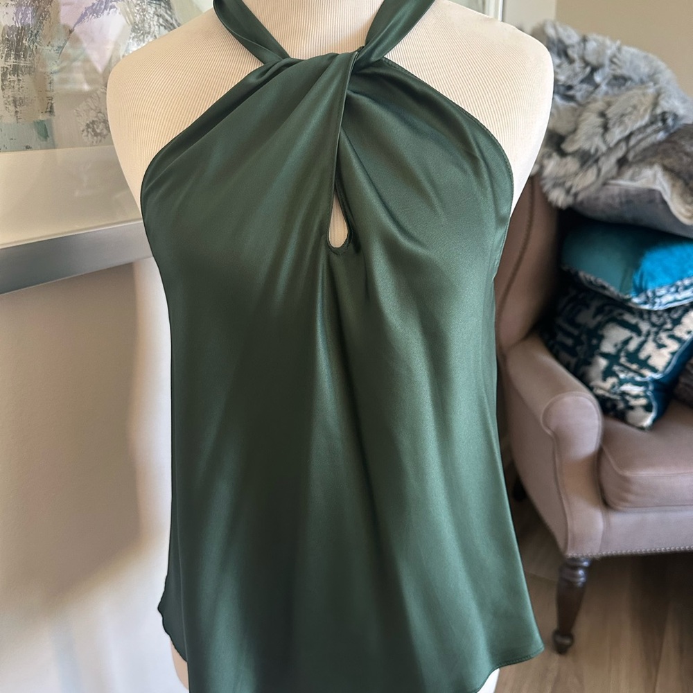 Aqua Asymmetrical Green Cut Out Tank Top